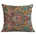 Housse de coussin bohème avec motif mandala géométrique sur fond blanc pour canapé - 45*45cm Peluche Courte Simple Face Sans Coeur / Cdr49-21
