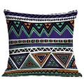 Housse de coussin carrée bohème avec motifs ethniques géométriques en violet et bleu sarcelle - Bohème Violet Vert Orange (CDR49-23)