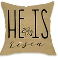 Linen Easter pillow cover with He Is Risen text and lily flower print on white background - He Is Risen Lily Style (DYM66-6)