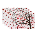 Set of 4 waterproof rectangular placemats featuring a romantic Valentine love heart tree - 30x45cm / Heart Tree (CDT09-22)