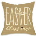 Linen Easter blessings pillow cover with golden glitter text and floral cross pattern - Easter Blessings Cross Style (DYM66-7)