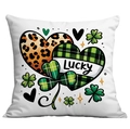 Federa di San Patrizio con cuore leopardato, striscione Lucky e quadrifogli verdi - Stile Lucky Cuore Leopardato (CDR97-1)