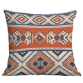 Housse de coussin bohème carrée avec motifs géométriques ethniques orange et bleu - Orange Blue Geometric Nesting (CDR49-24)