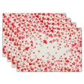 Watercolor heart leaf pattern rectangle placemats set of 4 in red and pink colors - 30x45cm / Watercolor Branch Heart (CDT09-23)