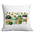 Federa quadrata per San Patrizio con quadrifogli e stampe festive colorate - Stile Tazze da Caffè Festive (CDR97-2)