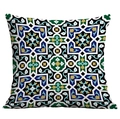 Housse de coussin bohème verte avec motif mosaïque géométrique pour le canapé - Collage Vert Forêt (CDR49-29)