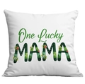 Federa bianca per San Patrizio con scritta One Lucky MAMA in motivo verde - Stile One Lucky MAMA (CDR97-6)