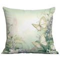 Housse de coussin florale avec papillon et muguet aquarelle sur fond blanc épuré - Style Apaisant Papillon Flamant Rose (CDR236-13) / 45x45cm Peluche Courte Simple Face