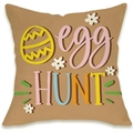 Easter bunny linen pillowcase with colorful egg hunt print for home sofa decoration - Egg Hunt Rainbow Letter Style (DYM66-13)