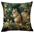 Künstlerischer Eichhörnchen-Kissenbezug mit Waldnacht-Motiv und leuchtenden Beeren - Eichhörnchen Thema (CDR244-1) / 45x45cm Einseitig (Ohne Füllung)