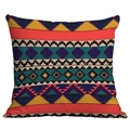 Housse de coussin carrée style bohème avec motifs géométriques tribaux colorés - Bohème Intense (CDR49-31)