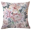 Fodera per cuscino floreale con rose vintage e farfalle su sfondo grigio scuro - Rosa Vintage Sfondo Grigio Scuro (CDR233-2)