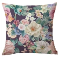 Fodera per cuscino floreale con motivi botanici vintage su sfondo viola scuro - Sfondo Viola Fiori Misti (CDR233-3)