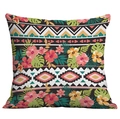 Housse de coussin carrée bohème aux motifs floraux tropicaux et ethniques - 45*45cm Peluche Courte Simple Face Sans Coeur / Cdr49-32