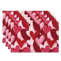 Set of 4 rectangular Valentine's placemats with artistic red and pink heart patterns - 30x45cm / Pink Art Hearts (CDT09-31)