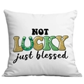 Federa bianca San Patrizio con scritta Lucky Just Blessed e decoro a ferro di cavallo - Stile Not Lucky Just Blessed (CDR97-12)