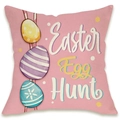 Easter Egg Hunt decorative linen pillowcase with pink background and bunny theme - Pink Base Three Eggs Hunt Style (DYM66-18)