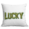 Federa bianca per San Patrizio con scritta Lucky e stampa animalier verde e nera - Stile Testo Leopardato Lucky (CDR97-14)