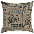 Western-Kissenbezug im Cowboy-Stil mit Vintage-Texas-Rodeo-Druck auf khakifarbenem Stoff - Retro Rodeo Staatsnamen Skizzen Stil (DYM115-3)