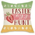 Easter egg hunt decorative linen pillow case with colorful stripes and strawberry motif - Colorful Stripes Easter Egg Hunt Style (DYM66-28)
