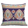 Housse de coussin bohème bleu marine avec motifs mandala et paisley multicolores - Mandala Symétrique Coloré (CDR49-44)