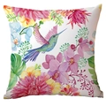 Floral bird print pillow cover with watercolor hummingbird and tropical flower patterns - Standard Spec / Hummingbird and Red Flowers Style (CDR234-2)