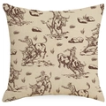 Western cowboy bull riding cushion cover in vintage beige linen fabric style - Beige Hand-painted Bull Riding Scene Style (DYM115-7)