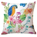 Tropical parrot floral pillow case with blue macaw and hibiscus on white background - Standard Spec / Blue Macaw Style (CDR234-4)