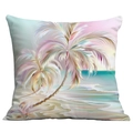 Quadratischer Kissenbezug mit buntem Strand- und Palmenmuster in Sommerfarben - Strand Palmen Stil (CDR113-3)