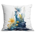 Detailed view of square pillowcase with artistic woman and mountain landscape print - 45*45cm Short Plush Single Sided Without Core / Mermaid Art Pattern (CDR238-6)