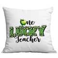 Federa bianca quadrata con stampa leopardata One Lucky Teacher per San Patrizio - Stile Leopardato Brillantinato One Lucky Teacher (CDR97-27)
