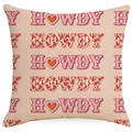 Western Howdy cowboy throw pillow cover with pink letters and red heart patterns - Beige Pink HOWDY Lettering Style (DYM115-11)
