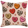 Western cowboy style pillowcase featuring pink cow print hearts and Howdy text - Western Colorful Heart Collage Style (DYM115-12)