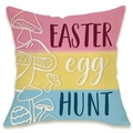 Easter egg hunt striped linen pillowcase with colorful horizontal stripes and artistic text - Striped Easter Hunt Mushroom Outline Style (DYM66-39)