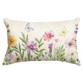 Housse de coussin rectangulaire en lin avec fleurs printanières et imprimé papillon - Motif Fleurs Sauvages Colorées Papillon (DYM240-3)