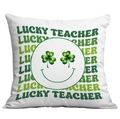 Fodera per cuscino Lucky Teacher San Patrizio con design smiley e occhi a trifoglio verde - Stile Smiley Trifoglio Lucky Teacher (CDR97-31)