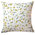 Housse de coussin fleurs sauvages avec motif floral jaune pour décor de canapé de salon - Blanc Pur Frais Jaune Floral (CDR241-7)