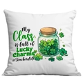Fodera per cuscino San Patrizio per insegnante con quadrifogli e testo Lucky Charms - Stile Barattolo di Vetro Lucky Charms (CDR97-32)