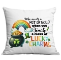 Federa per cuscino San Patrizio per insegnanti con arcobaleno, trifoglio e scritte - Stile Arcobaleno Pot of Gold (CDR97-33)