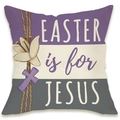 Easter linen pillowcase featuring a purple cross, lilies, and Easter is for Jesus text - Easter Is For Jesus Style (DYM66-42)