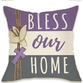 Linen Easter pillowcase with Bless Our Home text, lily and purple cross pattern - Bless Our Home Cross Style (DYM66-44)