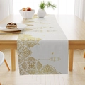 Eleganter weißer Tischläufer mit goldenem Mandala-Muster und islamischen Motiven - CRD69-17 (Tischläufer)
