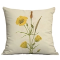 Cream linen pillowcase featuring a botanical yellow flower print for home decor - Yellow Floral Style (CDR228-3) / No Insert