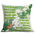 Floral square pillow case featuring white flowers, green leaves, and butterfly pattern - 45x45cm / Green Leaves Poetry Style (CDR277-3)