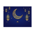 Blue Ramadan backdrop with gold crescent moon and hanging lanterns for home decoration - Placemat (YMD312-4)