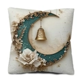 White cushion cover with golden moon and floral design for holiday home decor - 45*45cm (Insert Not Included) / Gold Hollow Moon Bell Style (DYM241-14)