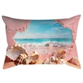 Detail of pink beach shell print cushion cover with 3D broken wall effect artwork - 30*50cm / Beach Shell Landscape 7 (CDR287-7)