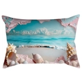 Detail of the 3D beach print on rectangular pillowcase with seashell and ocean wave patterns - 30*50cm / Beach Shell Landscape 10 (CDR287-10)