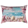 Detailaufnahme der Kissenhülle mit rosa Strand- und Meeresmuscheldruck für Sofa - 30*50cm / Strand Muschel Landschaft 1 (CDR287-1)