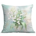 Kissenbezug aus Kurzplüsch mit Maiglöckchen-Muster und hellblauem Blumendruck - Maiglöckchen Perle - Französisch Frisch (CDR236-4) / 45x45cm Kurzplüsch Einseitig
